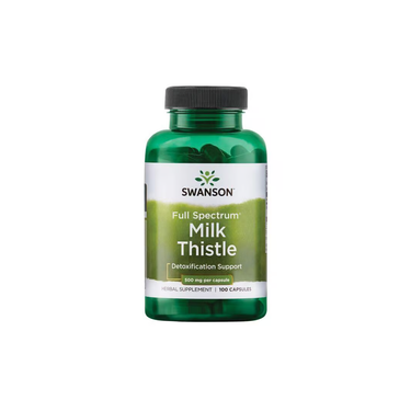 Swanson's Full Spectrum Milk Thistle supplement contains 100 capsules, each with 500 mg of silymarin, offering
